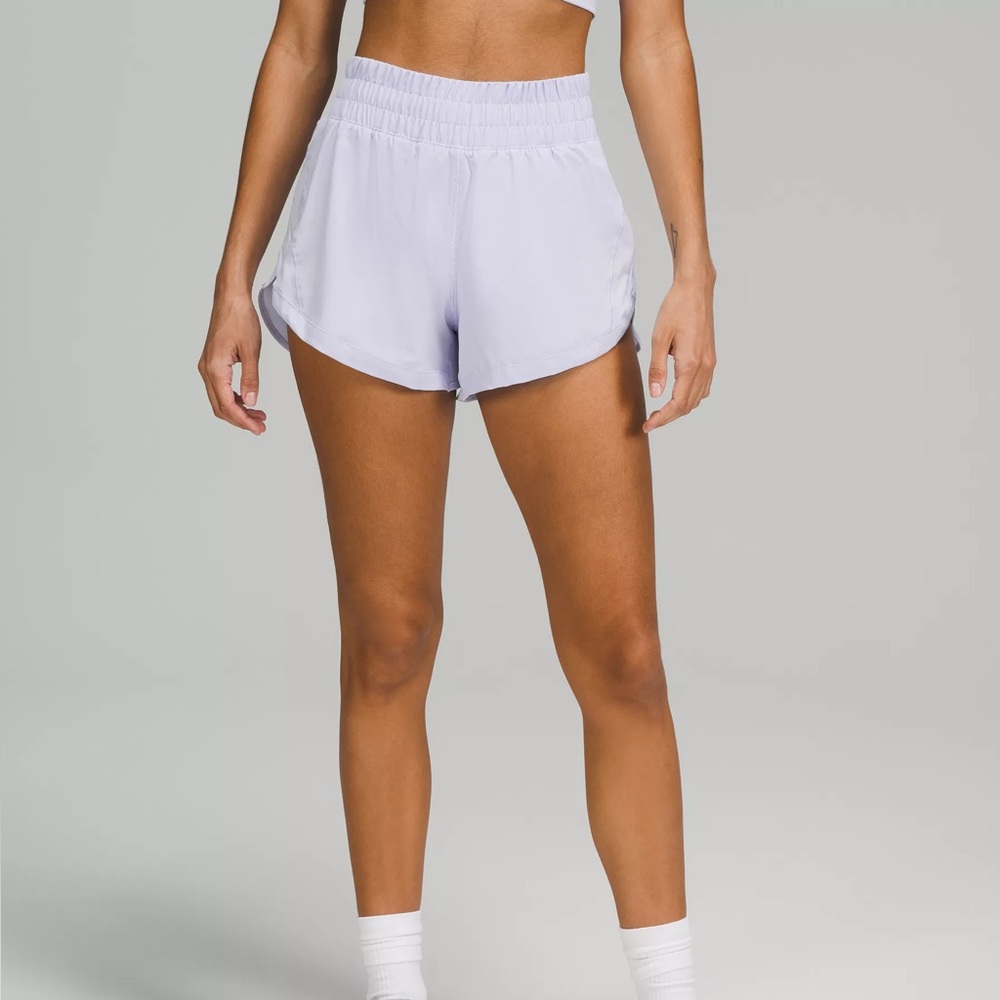 Track that high rise short light blue 3 inch size 4